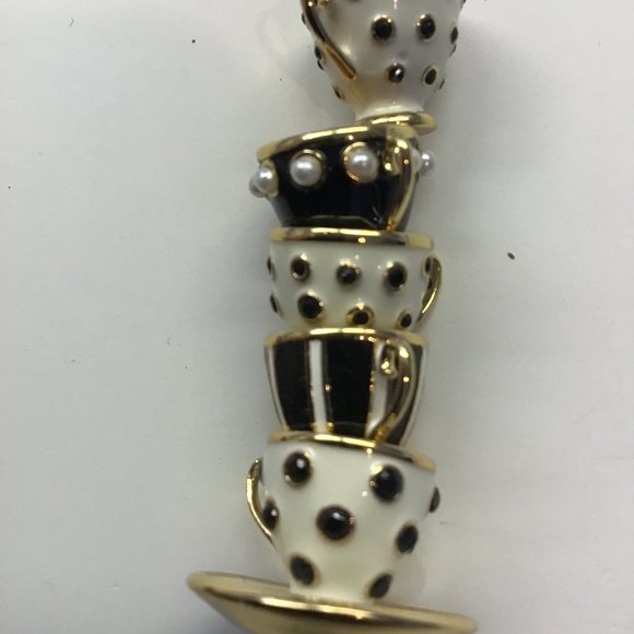 Kate Spade New Black and White Teacup Necklace - Picture 2 of 3